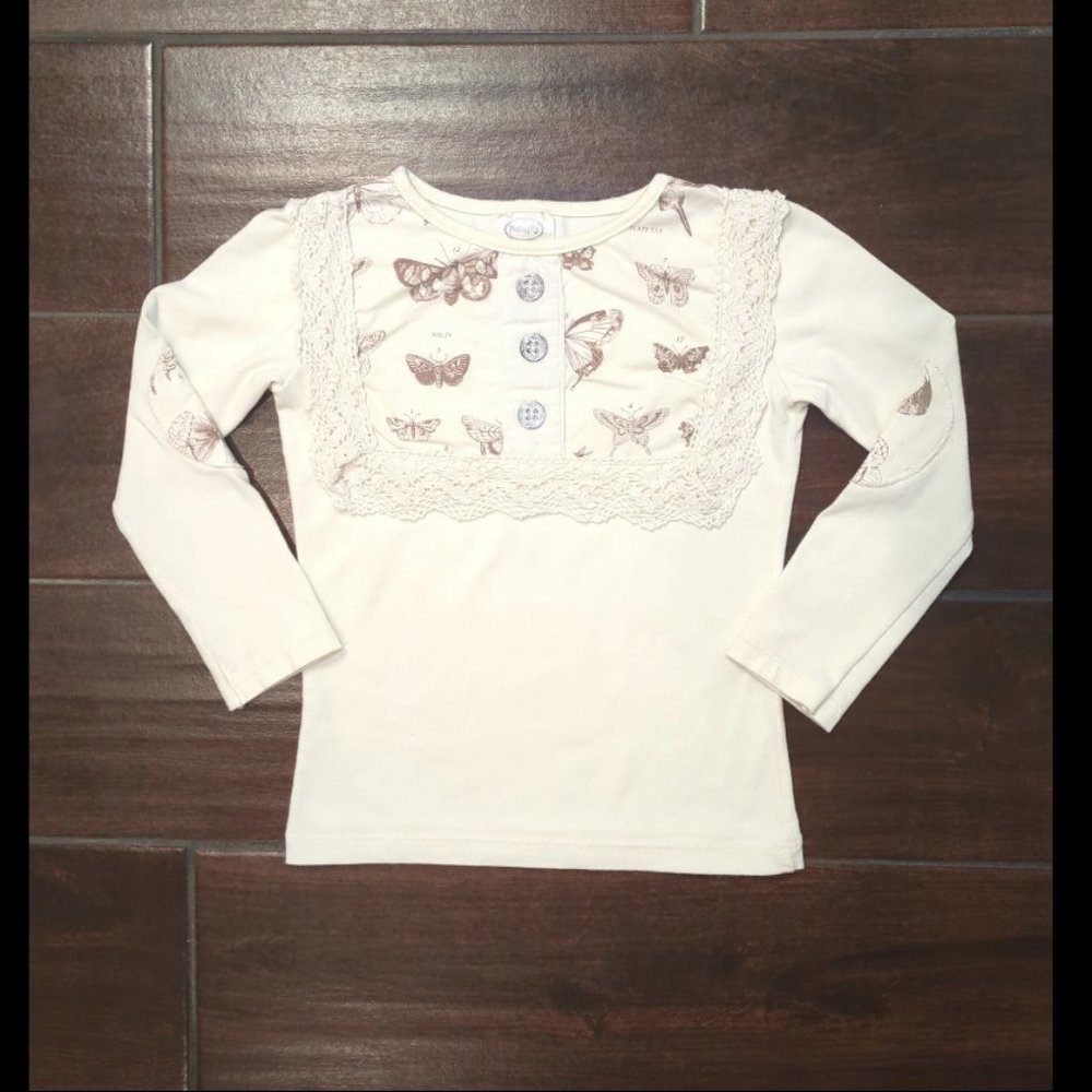 4 Persnickety Cream Lou Lou Butterfly Long Sleeve Shirt Top